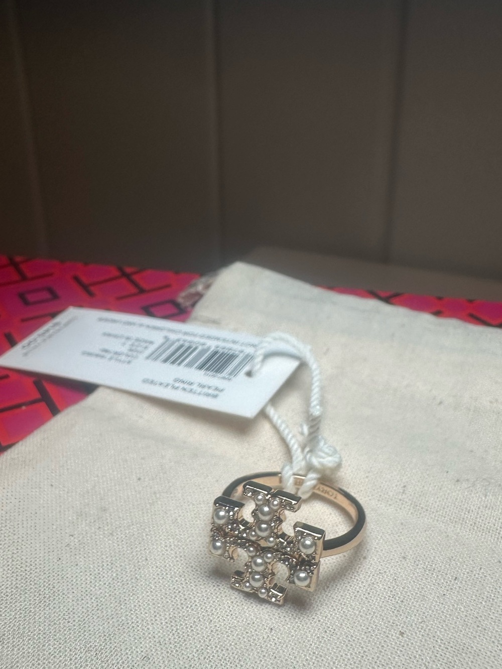 Tory Burch Pleated Pearl Ring Size 7